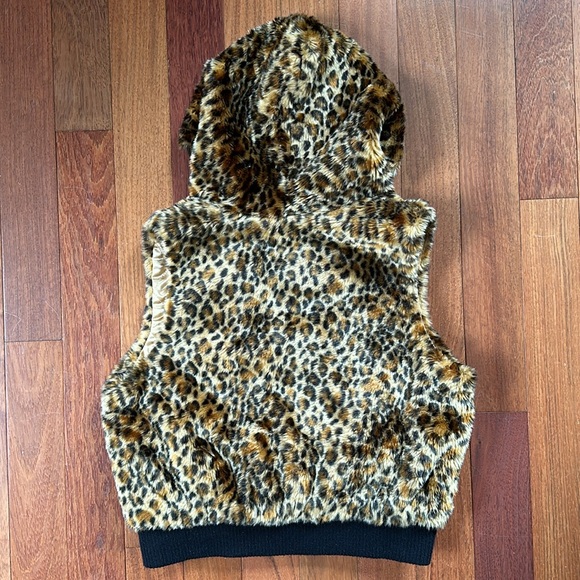 Vintage Forever 21 Faux Cheetah Leopard Fur Hoodie Vest - Picture 10 of 17